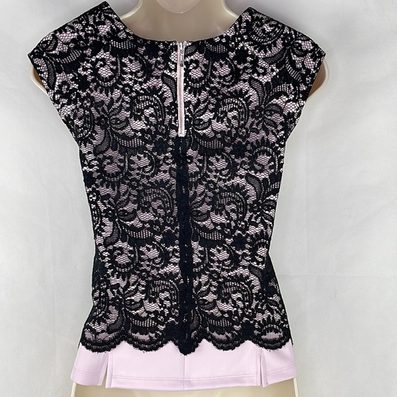 Robert Rodriguez Black Lace Over Lilac Top - Picture 5 of 8